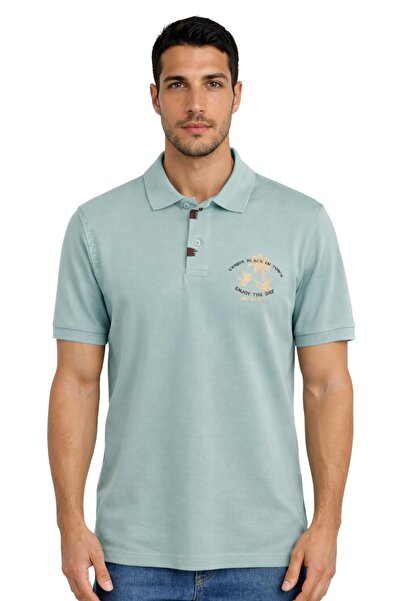 Arma Ar-Ma Men's Polo Collar T-Shirt Picture Printed Knitted Fabric Regular F...