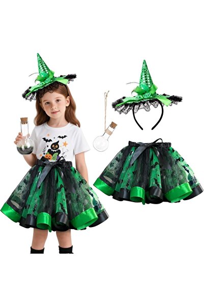 OEM Set costum de vrăjitoare, de Halloween, pentru fetițe 4-9 ani