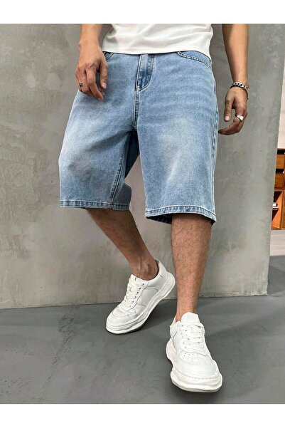 WKM Erkek Oversize Asit Yıkama Denim şort