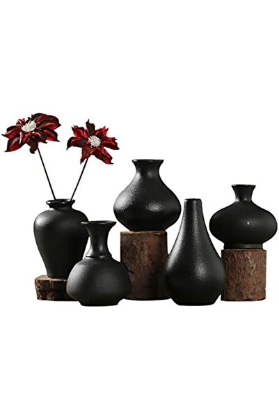 Sziqiqi Set de vaze ceramice decorative pentru flori, negru mat, pentru decor...