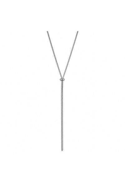 angelloop Silver Y Necklace with Elevator Pendant- Stainless Steel Long Chain Necklace-75 cm