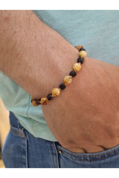 Süryani gümüş sanatı Special Original Drop Amber Bracelet for Father's Day