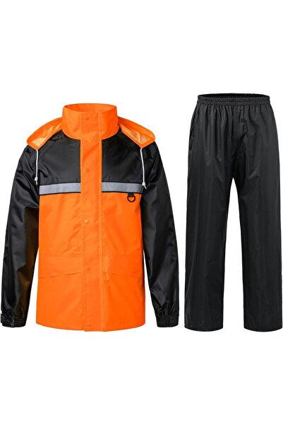 OEM Salopetă Impermeabilă Bărbați Set Pantaloni Jachetă Portocaliu XL