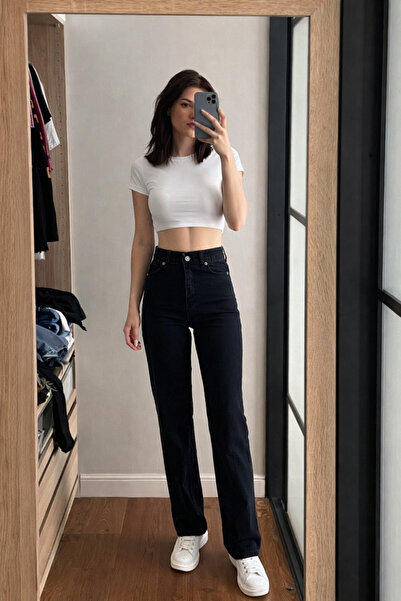 XRAY JEANS Women's High Waist 5-Pocket Loose Black Jeans