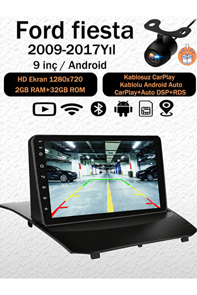 CONION Ford Fiesta 2009-2017 Uyumlu Tesla Ekran Android 14 Multimedya 2GB/32G...