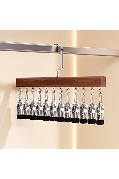 Arabest 2-Pack 12-Clip Wooden Hanger, Multi-Function Closet Organizer for Tie...