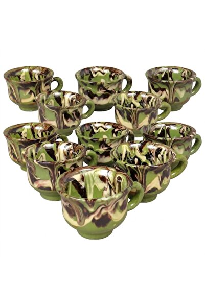 LimArt Set de 12 căni tradiționale pentru tuica, fabricate din ceramică de co...