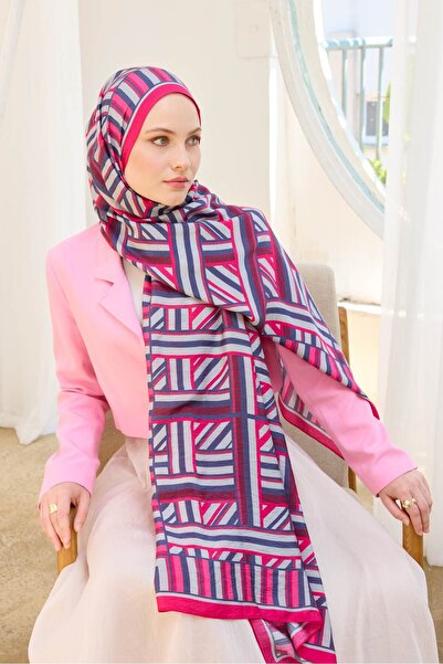 Silk Home Urban Hours Lines Navy Blue Mayda Shawl