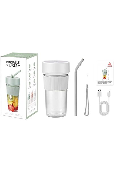 Arabest كوب خلاط محمول مع ماصة، سعة 350 مل، 6 شفرات، خلاط شخصي صغير للسفر، أبيض