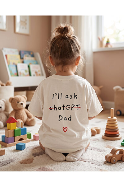 babytex Children's Oversize T-Shirt - "I'Ll Ask Dad" Printed 100% Cotton Unis...