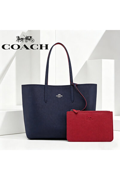 Coach New York women's double-sided two-tone large capacity handbag shoulder ...