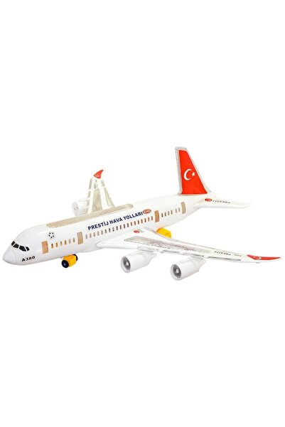 Shoplandu Pilli Sesli Işıklı Müzikli Büyük Boy Oyuncak A380 Airbus Yolcu Uçağı 51 cm