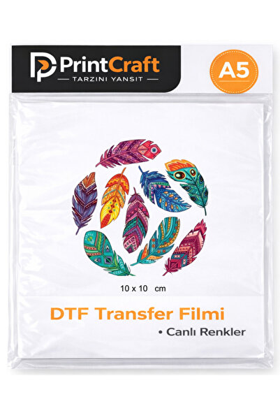 PRİNTCRAFT RENKLİ DÜŞLER ATÖLYESİ 10x10 cm Tüyler Ütü ile Yapışan DTF Transfe...