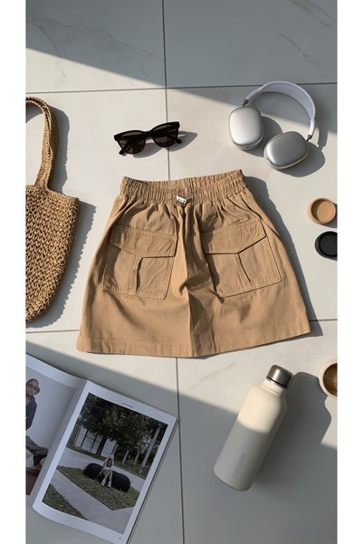 GRİİ WEAR تنورة كارجو بتفاصيل جيوب مطاطية