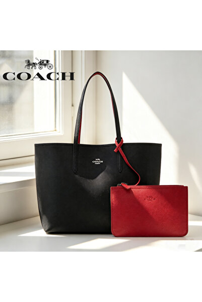 Coach New York حقيبة يد نسائية كبيرة السعة ذات وجهين، حقيبة كتف، حقيبة كروس ب...