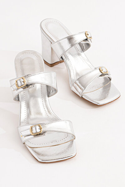 LEVONYA Arya Women's Silver Double-Strapped Slippers