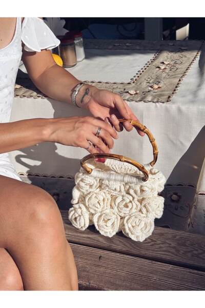 ARTTMACRAME Floral Knitted Bag Large Size Handmade Summer Shoulder and Beach Bag