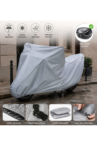 Generic Brand Honda Nc750X Compatible Motorcycle Tarpaulin Waterproof Rear Bag Compatible Full Protection Gray 2020-2026