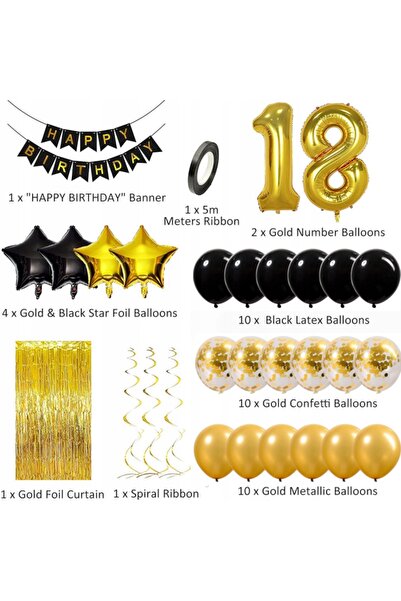 SNM Set Baloane, SNM, Decoratiuni Aniversare Majorat 18 Ani, Set 45 Piese Cu ...