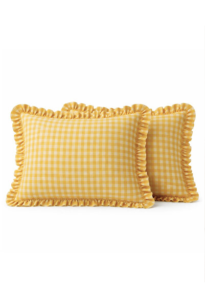 Tabu Home Față de pernă cu volane Ranforce Yellow Petite, pachet de 2