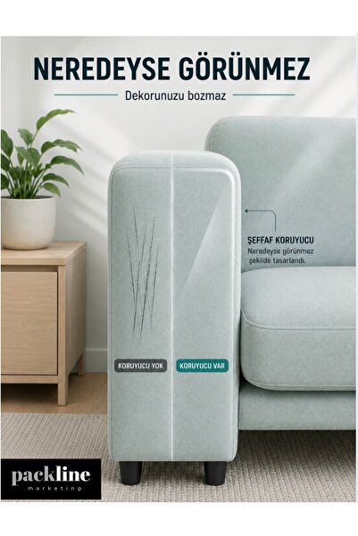 Packline Marketing 5 ADET Kedi Koltuk Tırmalama Koruyucu Şeffaf Yapışkanlı Mobilya Tırmalama Önleyici Bandı 20x50 Cm