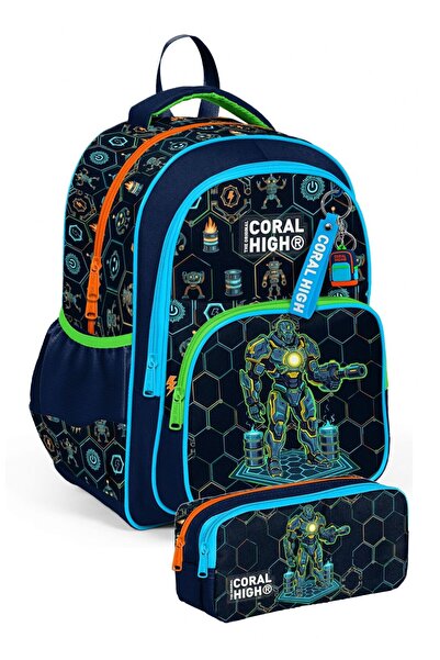 Coral High Σετ τσάντας και θήκης στυλό για αγόρια τριών τμημάτων - Σε μπλε να...