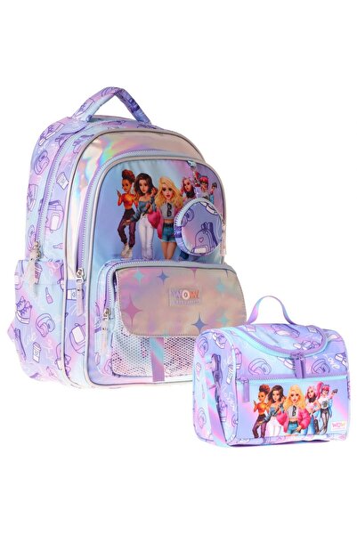 WOW Generation Set de genți școlare Very Nice - Lila Very Nice cu imprimeu pe...