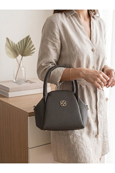 GENCATELİER Women's Stylish Round-Line Double Handle Zippered Design Handbag