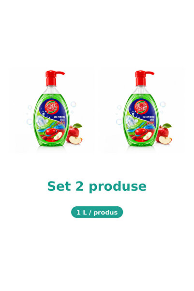 Super wash Bax 2 Pachete Detergent pentru vase Super Wash, Mar, 1 L, concentr...