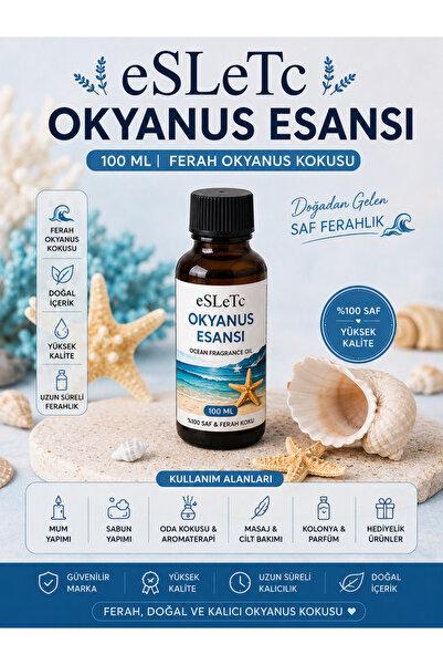 eSLeTc 100 ml Okyanus Esansı Mum Ve Buhurdanlık Için Yoğun Aromalı Parafin, S...