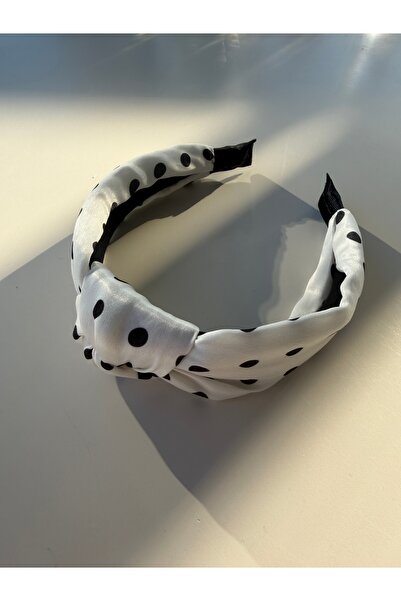 who knows ¿ White polka dot pattern knotted satin women's crown bandana hair accessory