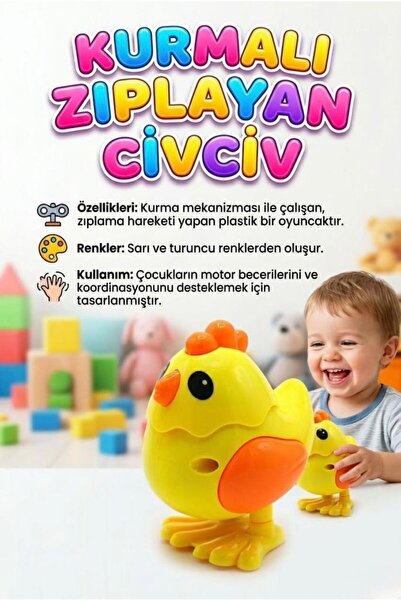 Tıfıl Toys Zıplayan Kurmalı Oyuncak Civciv - Hareketli Eğitici Bebek ve Çocuk...