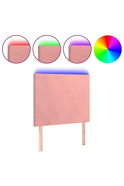 vidaxl Tăblie de pat cu LED, roz, 90x5x118/128 cm, catifea