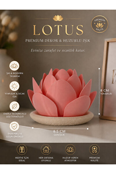 zulya Lotus Mumluk LED Işıklı Dekoratif Masa Üstü Biblo | Modern Minimalist P...