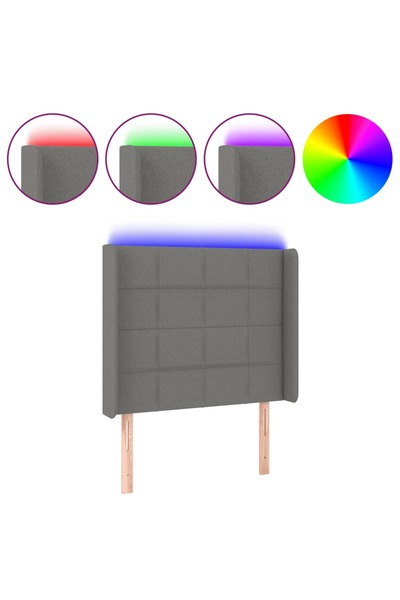 vidaxl Tăblie de pat cu LED, gri închis, 83x16x118/128 cm, textil
