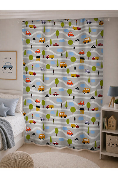 nareen home ÇOCUK ODASI ARABA DESENLİ FON PERDE 140X260
