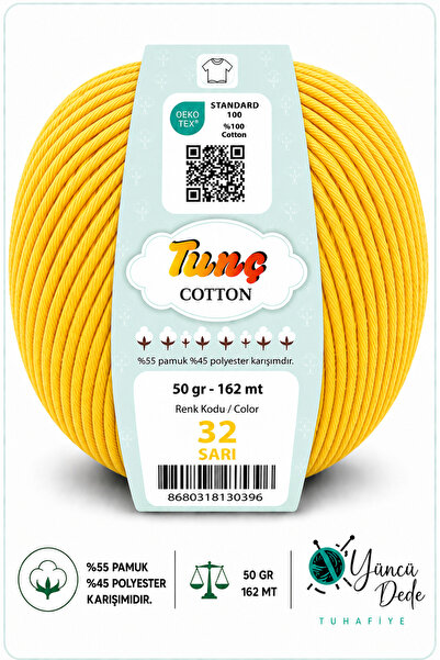 Tunç Cotton Amigurumi Punch Bag and Knitting Yarn 50 Gr 162 Meters 55% Cotton...
