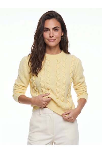 ONLOOX Butter Soft Knitwear Fabric Crew Neck Standard Size Ruffle Detailed Lo...