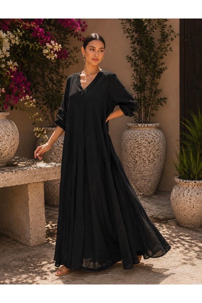 yusracollectionn Super Flattering Italian Linen Maxi Dress – Fits up to Size 46