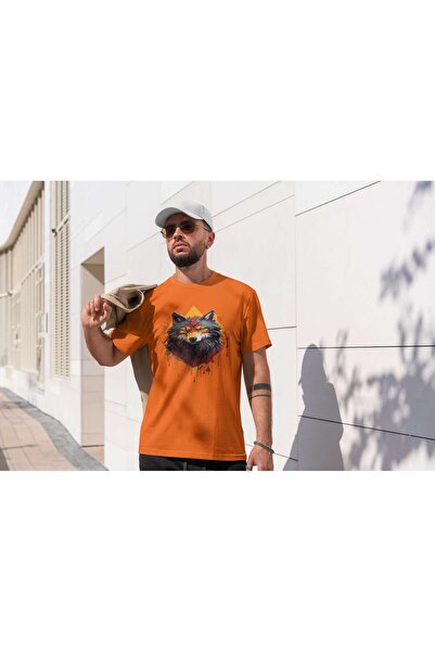 iLovePrints Vibrant Abstract Wolf Art Tshirt