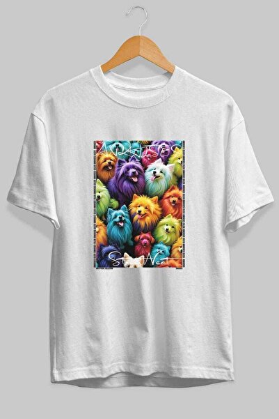 Ankhises Tricou supradimensionat alb cu imprimeu Dog For Love 7, 100% bumbac,...
