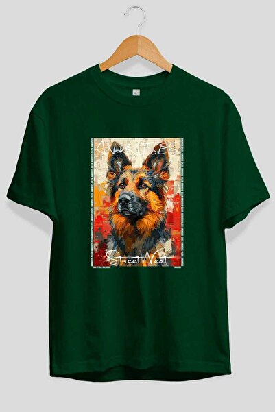 Ankhises Za ljubav prema psima 18 pre-dog print zelena oversize majica 100% p...