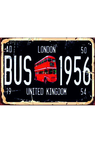 Lucena Tablou din lemn MDF cu tematică autobuzul din Londra, decor de perete,...