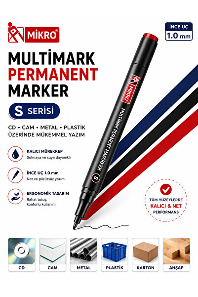 Mikro Permanent Marker S Uç Siyah 1.0 mm | Kalıcı İşaretleme Kalemi | Çok Ama...