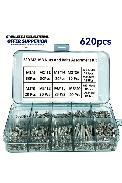 choice2 620pcsM2 M3 918pcs Nuts And Bolts Assortment Kit - M2, M3, M4, M5 Hex...