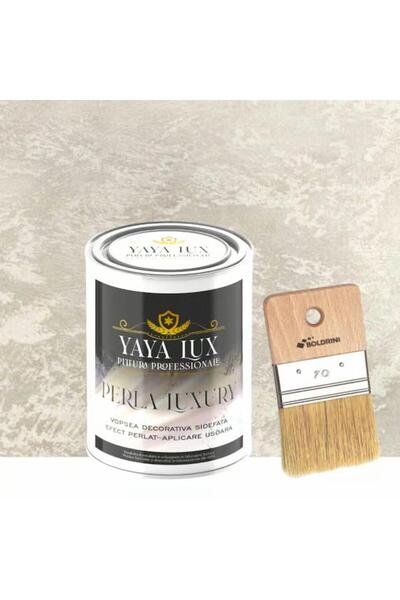 YaYa Color Vopsea Decorativă Perla Luxury Bej Deschis 1L cu fulgi perlați – P...