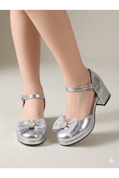 Pampılı Rabbit Detailed Bowknot Children's Special Occasion Heeled Shoes