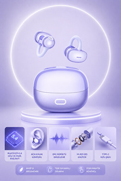 Ayers Premium Bluetooth 5.4 Küpe Kulaklık, Clip-On Açık Kulak Kablosuz Kulakl...