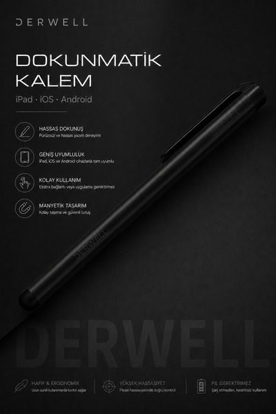Derwell Evrensel Dokunmatik Tablet Kalemi iPad iOS Android Telefon Uyumlu Akı...