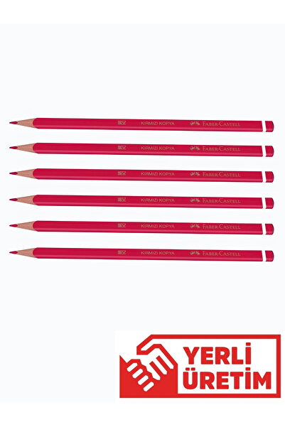 Faber Castell Üçgen Kırmızı Kopya Kalemi Ergonomik Kırmızı 6'lı